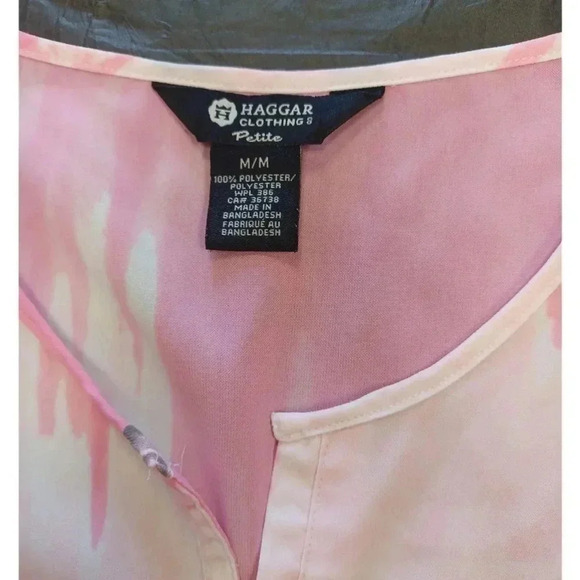 Haggar Clothing Co Petite Pink & White  Blouse Top Size Medium - Picture 7 of 9